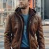 Sculpt Australia Men Leather Jacket Suede Hooded Leather Jacket